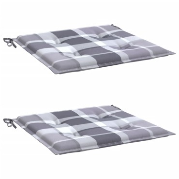 vidaXL Μαξιλάρια Καρέκλας 2τεμ Γκρι Καρό 40x40x3cm Ύφασμα Oxford