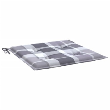 vidaXL Μαξιλάρια Καρέκλας 2τεμ Γκρι Καρό 40x40x3cm Ύφασμα Oxford