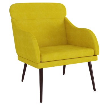 vidaXL Πολυθρόνα Κίτρινη 63x76x 80cm Βελούδινη 1 τεμ.