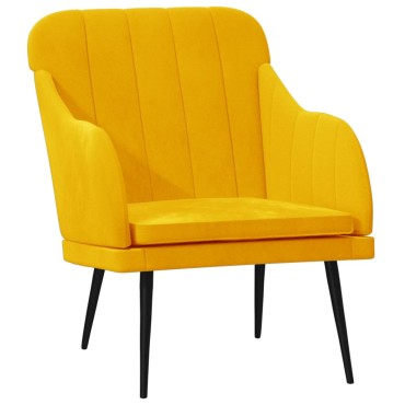 vidaXL Πολυθρόνα Κίτρινη 63x76x 80cm Βελούδινη 1 τεμ.