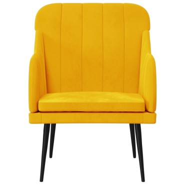vidaXL Πολυθρόνα Κίτρινη 63x76x 80cm Βελούδινη 1 τεμ.