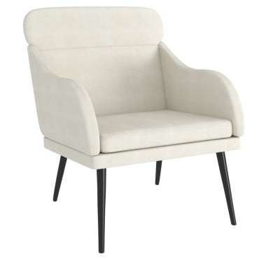 vidaXL Πολυθρόνα Κρεμ 63x76x80cm Βελούδινη 1 τεμ.