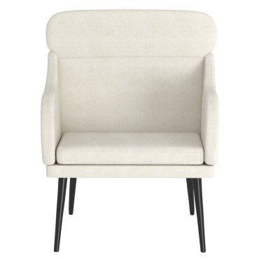 vidaXL Πολυθρόνα Κρεμ 63x76x80cm Βελούδινη 1 τεμ.