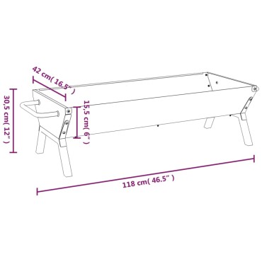 vidaXL Δίσκος Μπάρμπεκιου Ασημί 118x42x30,5 εκ. από Ανοξείδωτο Ατσάλι