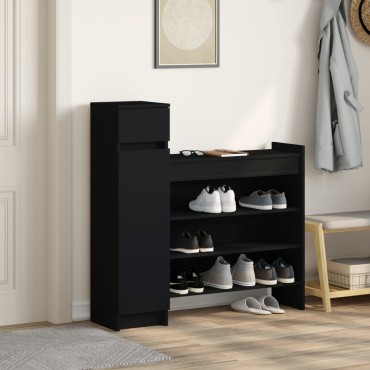 vidaXL Παπουτσοθήκη Μαύρη 100,5x28x100cm από Επεξεργασμένο Ξύλο