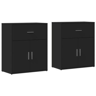 vidaXL Βοηθητικά Ντουλάπια 2 τεμ. Μαύρο 60x31x70cm Επεξεργ. Ξύλο