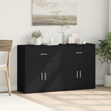 vidaXL Βοηθητικά Ντουλάπια 2 τεμ. Μαύρο 60x31x70cm Επεξεργ. Ξύλο