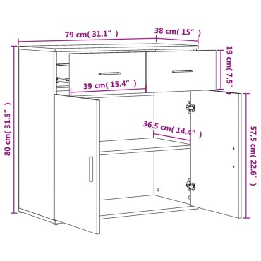 vidaXL Ραφιέρα Μαύρη 79x38x80cm από Επεξεργασμένο Ξύλο 1 τεμ.