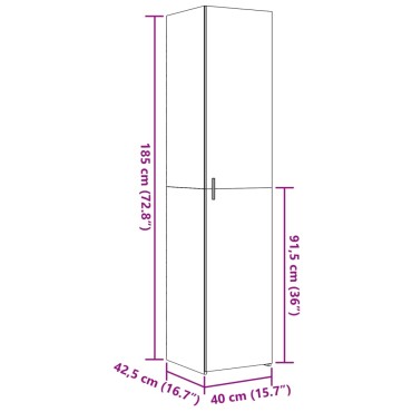 vidaXL Ντουλάπι Λευκό 40x42,5x185cm από Επεξεργασμένο Ξύλο 1 τεμ.