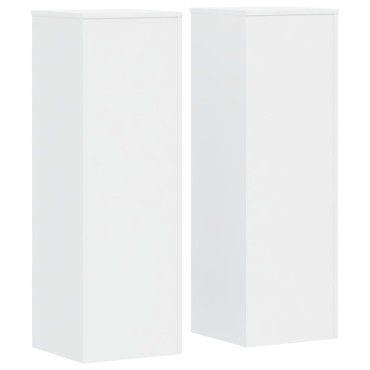 vidaXL Βάσεις Φυτών 2 τεμ. Λευκές 33x33x100 εκ. από Επεξεργασμένο Ξύλο