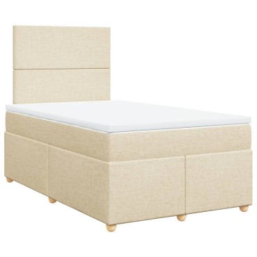 vidaXL Κρεβάτι Boxspring με Στρώμα Κρεμ 120x190cm Υφασμάτινο 1 τεμ. - Μονό