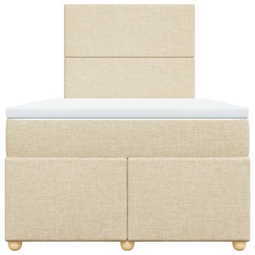 vidaXL Κρεβάτι Boxspring με Στρώμα Κρεμ 120x190cm Υφασμάτινο 1 τεμ. - Μονό