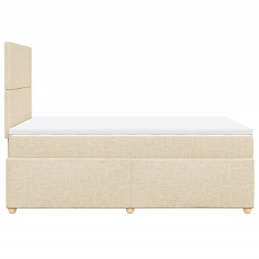 vidaXL Κρεβάτι Boxspring με Στρώμα Κρεμ 120x190cm Υφασμάτινο 1 τεμ. - Μονό