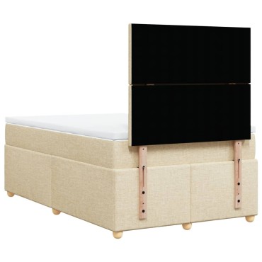 vidaXL Κρεβάτι Boxspring με Στρώμα Κρεμ 120x190cm Υφασμάτινο 1 τεμ. - Μονό