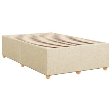 vidaXL Κρεβάτι Boxspring με Στρώμα Κρεμ 120x190cm Υφασμάτινο 1 τεμ. - Μονό