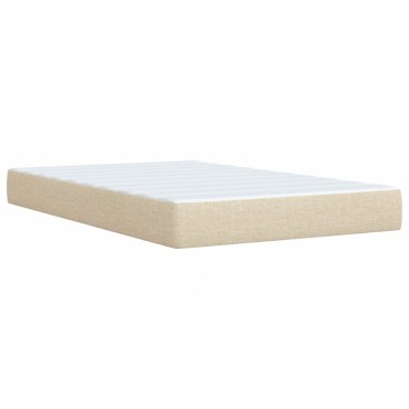 vidaXL Κρεβάτι Boxspring με Στρώμα Κρεμ 120x190cm Υφασμάτινο 1 τεμ. - Μονό