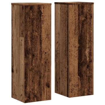 vidaXL Βάσεις Φυτών 2 τεμ. Όψη Παλαιού Ξύλου 25x25x80 εκ. Επεξ. Ξύλο