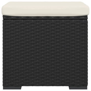 vidaXL Υποπόδιο με Μαξιλάρι Μαύρο 40x30x40cm από Συνθετικό Ρατάν 1 τεμ.