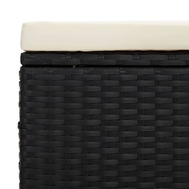vidaXL Υποπόδιο με Μαξιλάρι Μαύρο 40x30x40cm από Συνθετικό Ρατάν 1 τεμ.