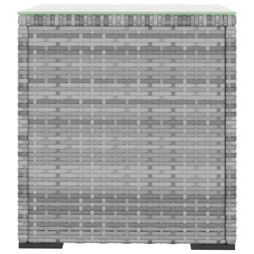 vidaXL Βοηθητικό Τραπεζάκι Γκρι 40x37x40,5cm Συνθ Ρατάν/ Ψημένο Γυαλί 1 τεμ.