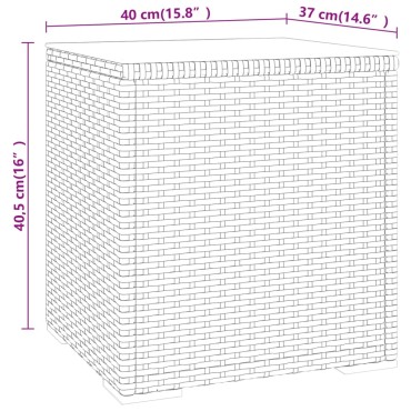vidaXL Βοηθητικό Τραπεζάκι Γκρι 40x37x40,5cm Συνθ Ρατάν/ Ψημένο Γυαλί 1 τεμ.