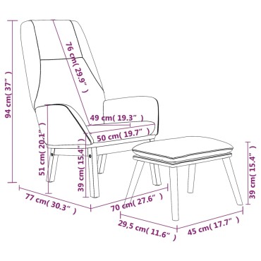 vidaXL Πολυθρόνα Relax Taupe Υφασμάτινη με Υποπόδιο 70x77x94cm 1 τεμ.