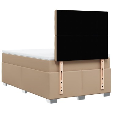 vidaXL Κρεβάτι Boxspring με Στρώμα Καπουτσίνο 120x200εκ.από Συνθ.Δέρμα