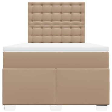 vidaXL Κρεβάτι Boxspring με Στρώμα Καπουτσίνο 120x200εκ.από Συνθ.Δέρμα