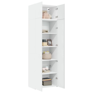 vidaXL Ραφιέρα με Ντουλάπια Λευκή 70x42,5x225cm Επεξεργασμένο Ξύλο 1 τεμ.