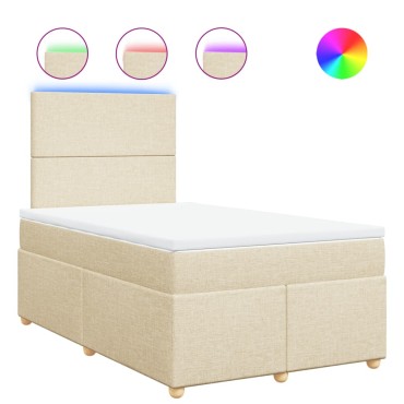 vidaXL Κρεβάτι Boxspring με Στρώμα Κρεμ 120x190cm Υφασμάτινο 1 τεμ. - Μονό