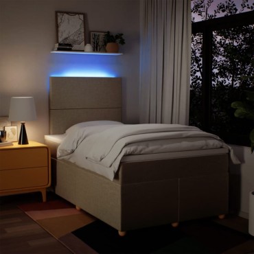 vidaXL Κρεβάτι Boxspring με Στρώμα Κρεμ 120x190cm Υφασμάτινο 1 τεμ. - Μονό