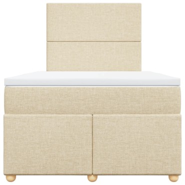 vidaXL Κρεβάτι Boxspring με Στρώμα Κρεμ 120x190cm Υφασμάτινο 1 τεμ. - Μονό