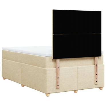 vidaXL Κρεβάτι Boxspring με Στρώμα Κρεμ 120x190cm Υφασμάτινο 1 τεμ. - Μονό