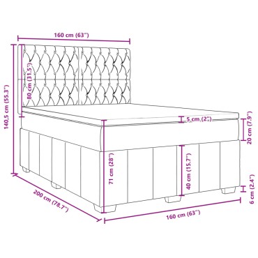 vidaXL Κρεβάτι Boxspring με Στρώμα Taupe 160x200 εκ. Υφασμάτινο