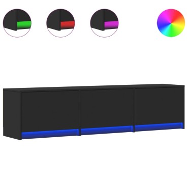 vidaXL Έπιπλο Τηλεόρασης με LED Μαύρο 165x34x40cm από Επεξ. Ξύλο