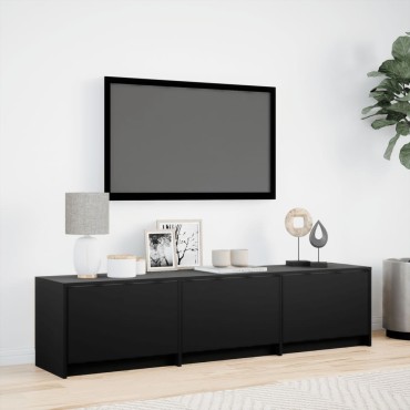 vidaXL Έπιπλο Τηλεόρασης με LED Μαύρο 165x34x40cm από Επεξ. Ξύλο