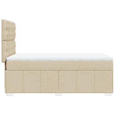 vidaXL Κρεβάτι Boxspring με Στρώμα Κρεμ 90x190 εκ.Υφασμάτινο
