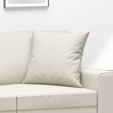 vidaXL Μαξιλάρια Διακοσμητικά 2 τεμ. Κρεμ 40 x 40 εκ. Συνθετικό Δέρμα