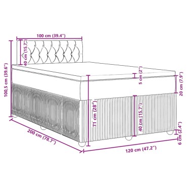 vidaXL Κρεβάτι Boxspring με Στρώμα Ροζ 120x200 εκ. Βελούδινο