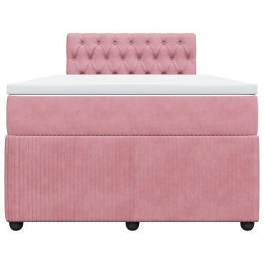 vidaXL Κρεβάτι Boxspring με Στρώμα Ροζ 120x200 εκ. Βελούδινο