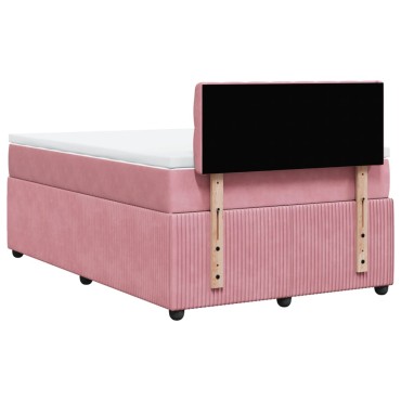 vidaXL Κρεβάτι Boxspring με Στρώμα Ροζ 120x200 εκ. Βελούδινο