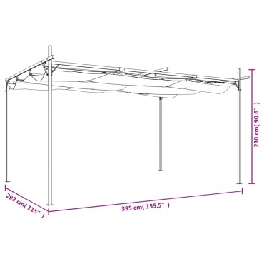 vidaXL Πέργκολα με Πτυσσόμενη Οροφή Taupe 395 x 292 x 230 εκ.