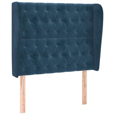 vidaXL Κεφαλάρι με Πτερύγια Σκούρο Μπλε 103x23x118/128cm Βελούδινο 1 τεμ.