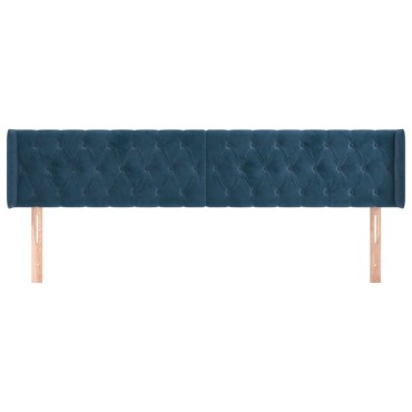 vidaXL Κεφαλάρι με Πτερύγια Σκούρο Μπλε 203x16x78/88cm Βελούδινο 1 τεμ.