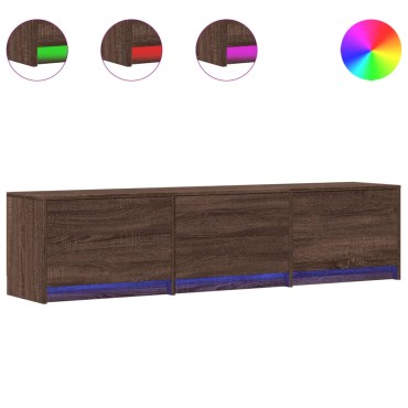vidaXL Έπιπλο Τηλεόρασης με LED Καφέ Δρυς 165x34x40cm από Επεξ. Ξύλο