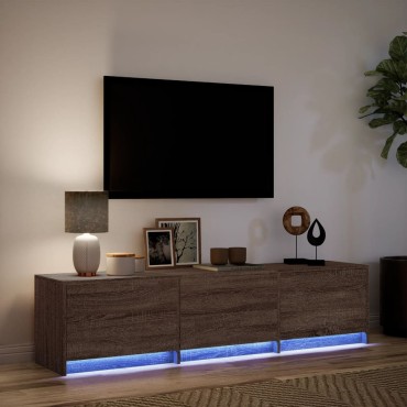 vidaXL Έπιπλο Τηλεόρασης με LED Καφέ Δρυς 165x34x40cm από Επεξ. Ξύλο