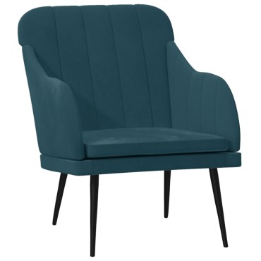 vidaXL Πολυθρόνα Μπλε 63x76x 80cm Βελούδινη 1 τεμ.