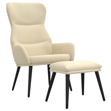 vidaXL Πολυθρόνα Relax Κρεμ Υφασμάτινη με Σκαμπό 70x77x94cm 1 τεμ.