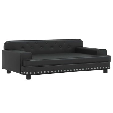 vidaXL Κρεβάτι Σκύλου Μαύρο 90 x 53 x 30 εκ. από Συνθετικό Δέρμα