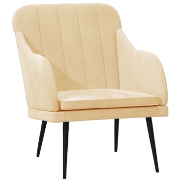 vidaXL Πολυθρόνα Κρεμ 63x76x80cm Βελούδινη 1 τεμ.
